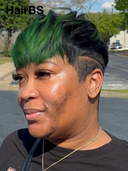 Full lace Pixie cut Wig green highlight straight 100% Human Hair