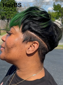 Full lace Pixie cut Wig green highlight straight 100% Human Hair