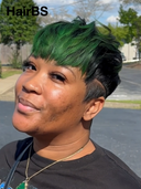 Full lace Pixie cut Wig green highlight straight 100% Human Hair