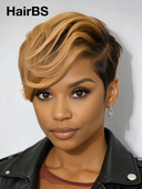 13x4 lace front Wig straight pixie honey highlight 100% Human Hair