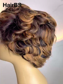 Machine Made quick weave pixie cut wig glueless wig 100% Human Hair