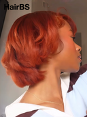 13x4 lace front Wig orange pixie cut wig 100% Human Hair