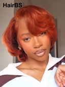 13x4 lace front Wig orange pixie cut wig 100% Human Hair