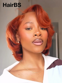 13x4 lace front Wig orange pixie cut wig 100% Human Hair