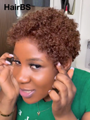 Special Offer 13x4 lace front wig  pixie afro brown 100% Human Hair