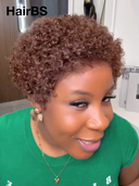 Special Offer 13x4 lace front wig  pixie afro brown 100% Human Hair