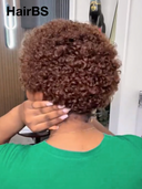 Special Offer 13x4 lace front wig  pixie afro brown 100% Human Hair