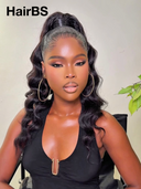 Pre-styled Updo 13x4 Lace Front Wig Natural Black body wave 100% Human Hair