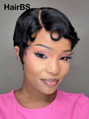 13x4 lace front Wig black pixie cut wig Styledonous design pre-cut lace 100% Human Hair