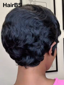 13x4 lace front Wig black pixie cut wig Styledonous design pre-cut lace 100% Human Hair