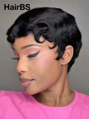 13x4 lace front Wig black pixie cut wig Styledonous design pre-cut lace 100% Human Hair