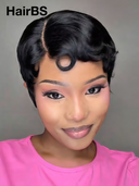 13x4 lace front Wig black pixie cut wig Styledonous design pre-cut lace 100% Human Hair