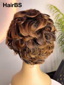 Machine Made quick weave pixie cut wig glueless wig 100% Human Hair