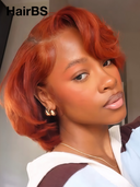 13x4 lace front Wig orange pixie cut wig 100% Human Hair