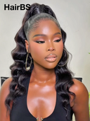 Pre-styled Updo 13x4 Lace Front Wig Natural Black body wave 100% Human Hair