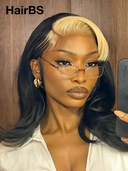 Pre-styled 13x4 Lace Front Wig blonde highlight Body wave 100% Human Hair