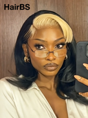 Pre-styled 13x4 Lace Front Wig blonde highlight Body wave 100% Human Hair