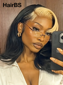 Pre-styled 13x4 Lace Front Wig blonde highlight Body wave 100% Human Hair