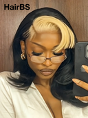 Pre-styled 13x4 Lace Front Wig blonde highlight Body wave 100% Human Hair