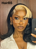 Pre-styled 13x4 Lace Front Wig blonde highlight Body wave 100% Human Hair