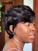 Glueless wig pixie Wig Natural Black quick weave 100% Human Hair