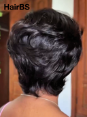 Glueless wig pixie Wig Natural Black quick weave 100% Human Hair