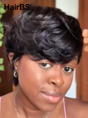 Glueless wig pixie Wig Natural Black quick weave 100% Human Hair