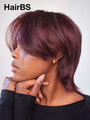 Glueless Wig rouge straight mullet machine made lace pre cut 100% Human Hair
