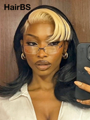 Pre-styled 13x4 Lace Front Wig blonde highlight Body wave 100% Human Hair