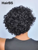Pre cut lace 13x4 lace front wig curly wave pixie curly wave side part 100% Human Hair