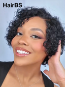 Pre cut lace 13x4 lace front wig curly wave pixie curly wave side part 100% Human Hair