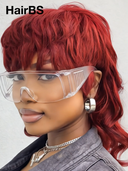 Glueless Wig rouge mullet machine made 100% Human Hair