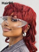 Glueless Wig rouge mullet machine made 100% Human Hair