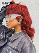 Glueless Wig rouge mullet machine made 100% Human Hair