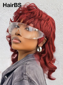 Glueless Wig rouge mullet machine made 100% Human Hair