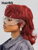Glueless Wig rouge mullet machine made 100% Human Hair