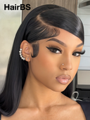 Pre-styled Updo 13x4 Lace Front Wig 100% identical to the picture straight bob 14 inch 100% Human Hair