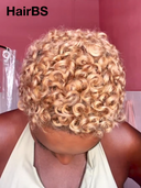 Machine Made & full lace pixie afro blonde 100% Human Hair