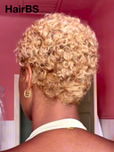 Machine Made & full lace pixie afro blonde 100% Human Hair