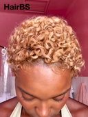 Machine Made & full lace pixie afro blonde 100% Human Hair