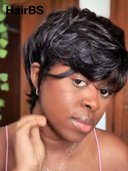 Glueless wig pixie Wig Natural Black quick weave 100% Human Hair