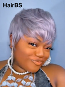 Glueless wig pixie straight purple 100% Human Hair