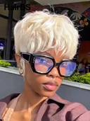 Glueless wig pixie blonde quick weave 100% Human Hair