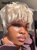 Glueless wig pixie blonde quick weave 100% Human Hair