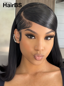 Pre-styled Updo 13x4 Lace Front Wig 100% identical to the picture straight bob 14 inch 100% Human Hair
