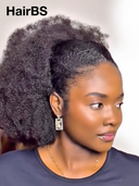 Machine made black curly wave 16 inch half wig With Draw-string Beginner Friendly( NOT A WIG)