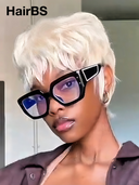 Glueless wig pixie blonde quick weave 100% Human Hair