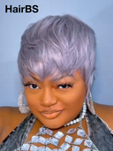 Glueless wig pixie straight purple 100% Human Hair
