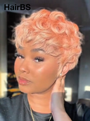 Ready to go Glueless wig pixie rose pink quick weave 100% Human Hair
