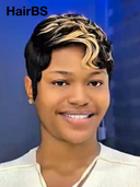 Glueless wig pixie Machine Made honey highlight water wave 100% Human Hair